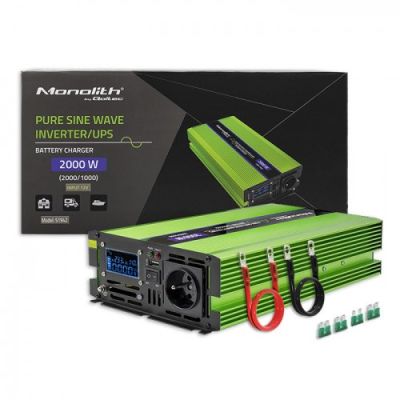 2. QOLTEC MONOLITH VOLTAGE CONVERTER | BATTERY CHARGING | UPS | 1000W | 2000W | 12V TO 230V | PURE SINE | LCD