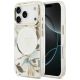 Guess IML Glitter Flowers Triangle MagSafe Case for iPhone 17 Pro / 18 Pro - White