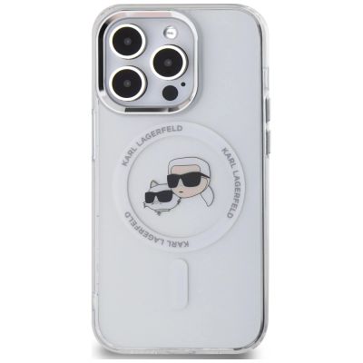 3. Karl Lagerfeld IML Metal Karl & Choupette Head MagSafe iPhone 14 Pro Case - White