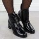 7. Black patent ankle boots for women with bows and block heel M.Daszyński 2481