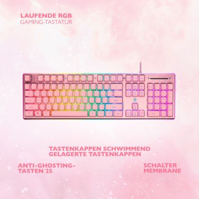 2. Deltaco Gaming GAM-021-RGB-P-DE USB Keyboard QWERTZ German Pink