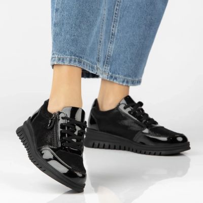 8. Filippo DP8105 patent leather wedge shoes in black