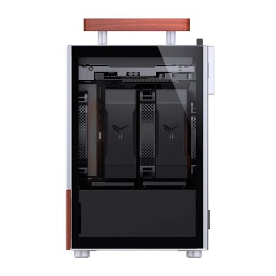18. Jonsbo T6 Mini-Tower PC Case, Mini-ITX, Tempered Glass, Wood - Silver