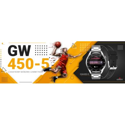 3. GIEWONT Vertex SmartCall GW450-5 Silver/Carbon Leather smartwatch