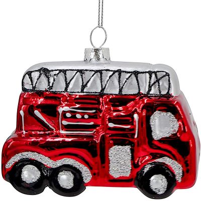 2. Glass Christmas Bauble in the Shape of a Fire Truck SASKA GIFT & DECOR