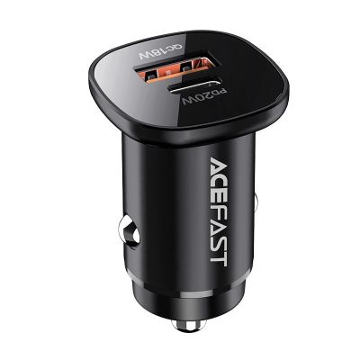 2. Acefast car charger 38W USB Type C / USB, PPS, Power Delivery, Quick Charge 3.0, AFC, FCP black (B1 black)