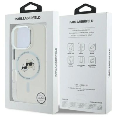 8. Karl Lagerfeld IML Metal Karl&Choupette Head MagSafe Case for iPhone 16 Pro Max - White