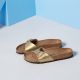 4. Birkenstock Madrid Birko-Flor Gold women's regular wide gold flip-flops (1016106)