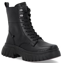 Women's leather ankle boots with thick soles, black Rieker W1870-02