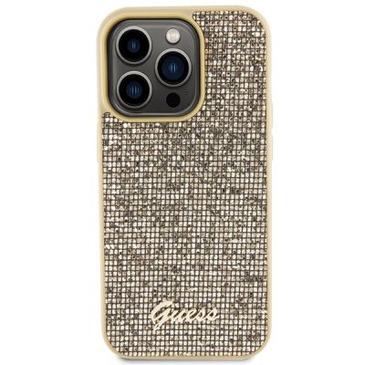 3. Guess Disco Metal Script case for iPhone 15 Pro - gold