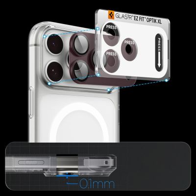 12. Spigen Optik Pro XL GLAS.TR EZ FIT Tempered Glass for iPhone 18 Pro Max - Dark Cherry