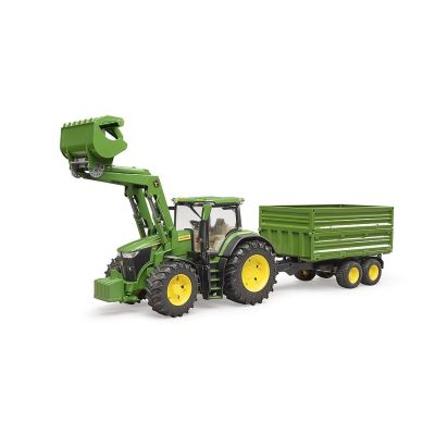 3. John Deere 7R 350 tractor with front loader and 2-axle trailer 03155 BRUDER