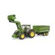 3. John Deere 7R 350 tractor with front loader and 2-axle trailer 03155 BRUDER