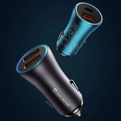 10. Baseus Golden Contactor Max fast car charger USB + USB type C 60 W Quick Charge blue (CGJM000103)