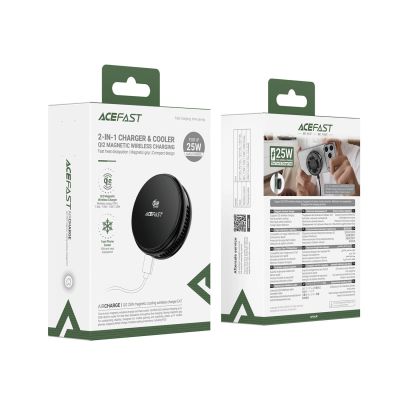 6. Acefast E47 Qi2 25W Magnetic Wireless Charger with Cooling - Black