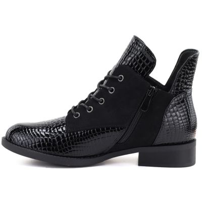7. Women's patent leather ankle boots, black, Vinceza HX27-16524