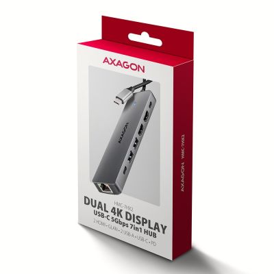 6. Axagon HMC-7HX2 USB Hub USB 3.2 Gen 1 (3.1 Gen 1) Type-C Gray