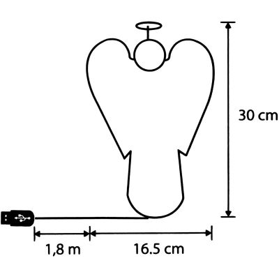 4. DECORATIVE WOODEN ANGEL LED height: 30CM USB