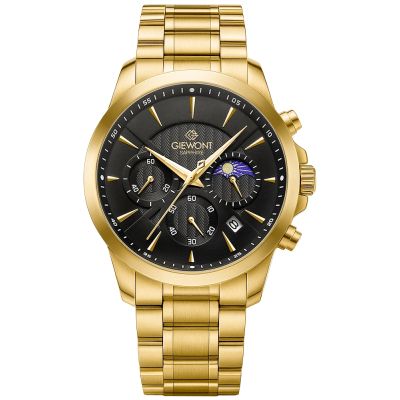 Men's Watch Giewont Chronograph Sapphire Gold Black GW9460-B4