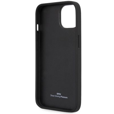 7. Case BMW BMHCP14S22RVSK iPhone 14 6.1" black/black hardcase Leather Stamp Blue Lines