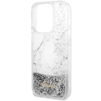 6. Guess GUHCP14LLCSGSGH iPhone 14 Pro 6.1" white/white hardcase Liquid Glitter Marble
