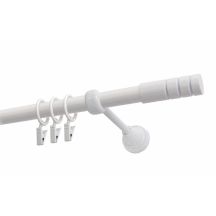 Single Curtain Rod Ø 19 mm White 240 cm TECHNO with Rings KOWALSKI