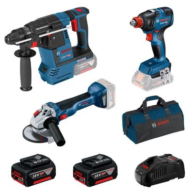 BOSCH.COMBO SET 18V (GBH 18V-26 + GDX 18V-200 + GWS 18V-10) 2x5.0Ah BAG …