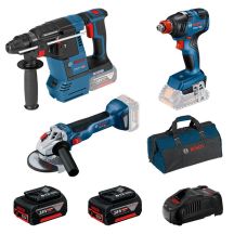 BOSCH.COMBO SET 18V (GBH 18V-26 + GDX 18V-200 + GWS 18V-10) 2x5.0Ah BAG …