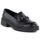 Women's leather lords moccasins with thick soles, black Vinceza 39985