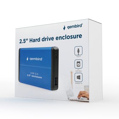 3. GEMBIRD HDD/SSD CASE USB 3.0 2.5" SATA, ALUMINUM, BLUE