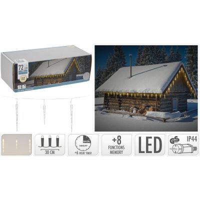 11. LAMPS LIGHT CURTAIN ICICULARS OUTDOOR 72 LED WARM WHITE TIMER
