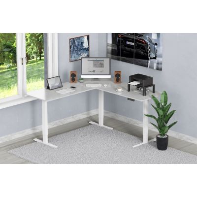 3. Desk frame with electric height adjustment for tabletops up to 200 cm, L-shaped, white