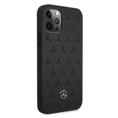 4. Mercedes Leather Stars Pattern Case for iPhone 12 Pro Max - Black