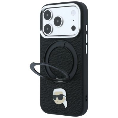 2. Karl Lagerfeld with Ring Stand 360 Karl Head Pin MagSafe Case for iPhone 18 Pro / 17 Pro - Black