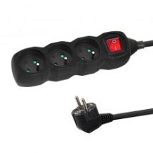 ESPERANZA 3-OUTLET POWER STRIP WITH 3M SWITCH, BLACK ELK211K