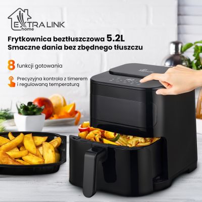 21. Extralink HOME AIR FRYER 5.2L EU SJ-520 Single 5.2L Hot Air Fryer Black