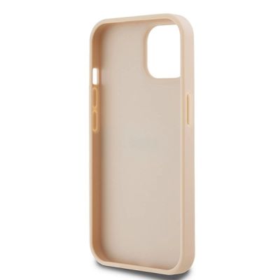9. DKNY Leather Mono Stripe & Metal Logo Case for iPhone 15 Plus / 14 Plus - Pink