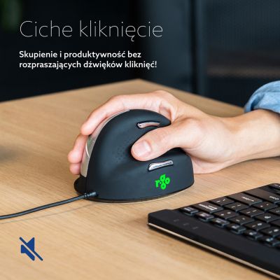 38. Ergonomic mouse for right-handed users R-Go Pele HE USB large black/silver retail