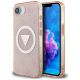 Guess IML Metal Glitter 4G Circle Triangle MagSafe case for iPhone 16e - pink