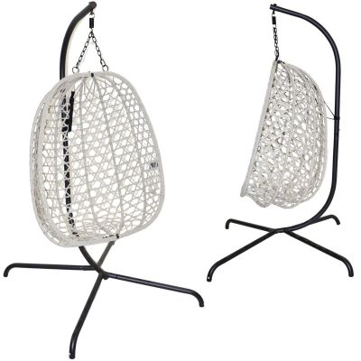 3. COCOON HANGING CHAIR WITH FRAME 195CM LIGHT GRAY 120KG