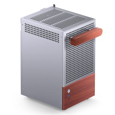 23. Jonsbo T6 Mini-Tower PC Case, Mini-ITX, Tempered Glass, Wood - Silver