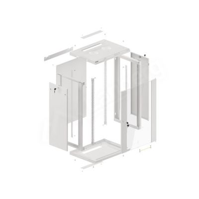 9. Lanberg WF01-6418-10S rack cabinet (18U; 901mm / 600mm / 450mm; wall-mounted; Glass; 19''; gray)