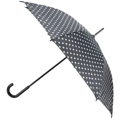 2. Long semi-automatic umbrella with curved handle, black with white dots SEMI LINE