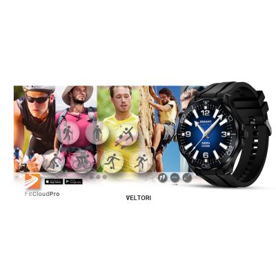 16. VELTORI VT150-1 Smartwatch Black Silicone Strap + Black Bracelet