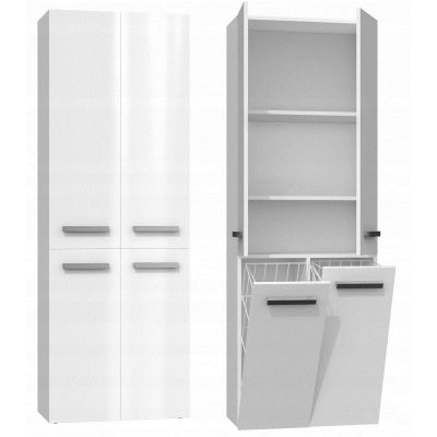 3. NEL BATHROOM COLUMN WHITE HALF 2 DOOR BASKETS D SET