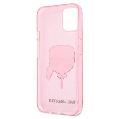 7. Karl Lagerfeld Glitter Karl's Head Case for iPhone 13 mini - Pink