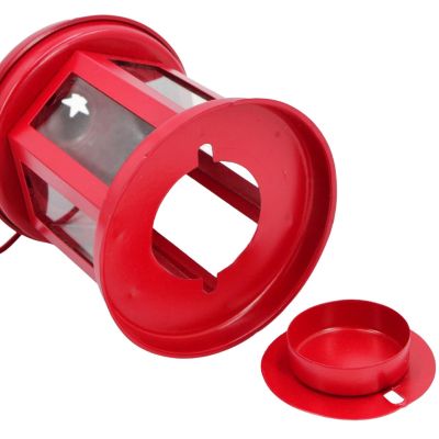7. RED TEA LIGHT LANTERN CANDLE HOLDER
