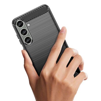 3. Case for Carbon Case Samsung Galaxy S24+ flexible silicone carbon cover - black