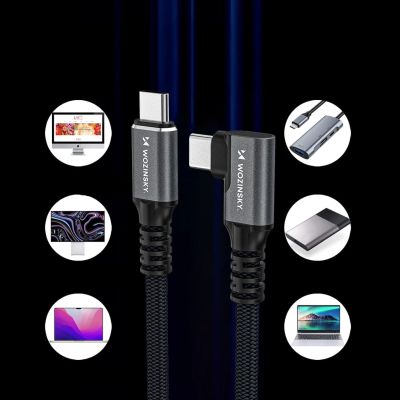 6. Wozinsky WPS3-UY41S USB-C USB4 40Gb/s 240W 1m 4K Angled Cable - Black
