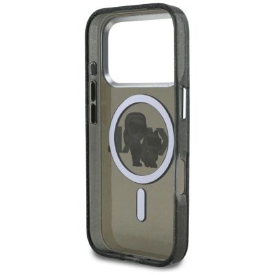 7. Karl Lagerfeld IML Glitter Karl & Choupette Sketch Logo MagSafe Case for iPhone 17 Pro - Black